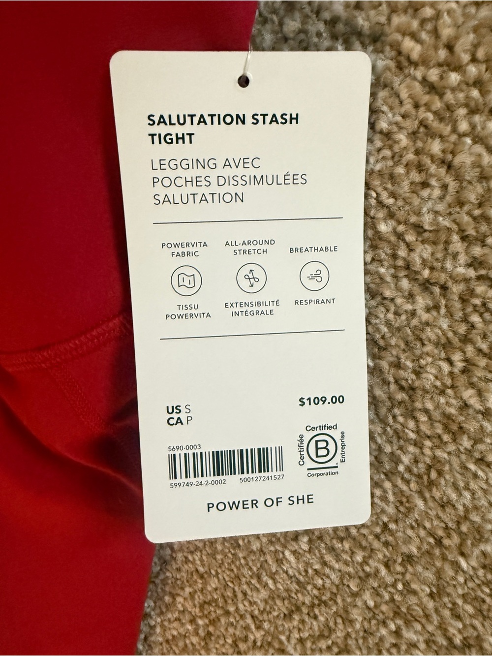 Athleta Salutation Stash High Rise Legging size small color clover berry - Picture 3 of 6